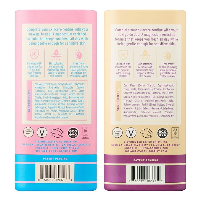 BRIXY Magnesium Deodorant Effective Odor Control With Ceramide &amp Niacinamide For Skin Health Aluminum Free Baking Soda Free Sensitive Skin Deodorant Vegan Plastic Free Lightly Scented