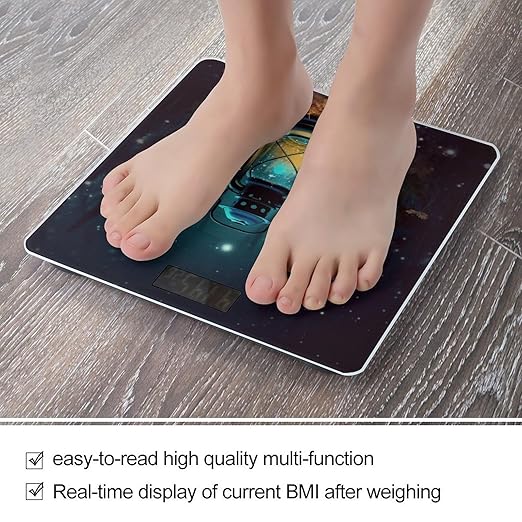 Fireflies and Lantern Scale for Body Weight High Precision Digital Weight Scales with LCD Display Anti-Slip Sturdy Slim Tempered Glass Bathroom Scale for Home Use