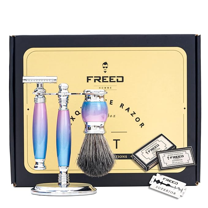 FREED Luxury Shaving Set for Men - Double Edge Safety Razor with alloy handle include 120 count Japanese 6cr13 Stainless Steel bladeIt's the best gift for men fathersor birthdays