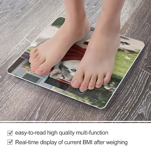 Funny Husky Weight Scale Large Digital Bathroom Scales with Bright LED Display Non Slip Digital Scale and Step On Fashion Weighing Machine for Body