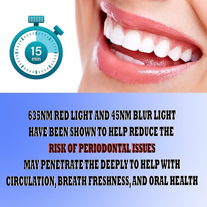 Red Light Oral Device - Advanced Gum Therapy and Toothache Relief Solution - with 16 LED Lights. Includes USB and Android Adapters for Convenient Use