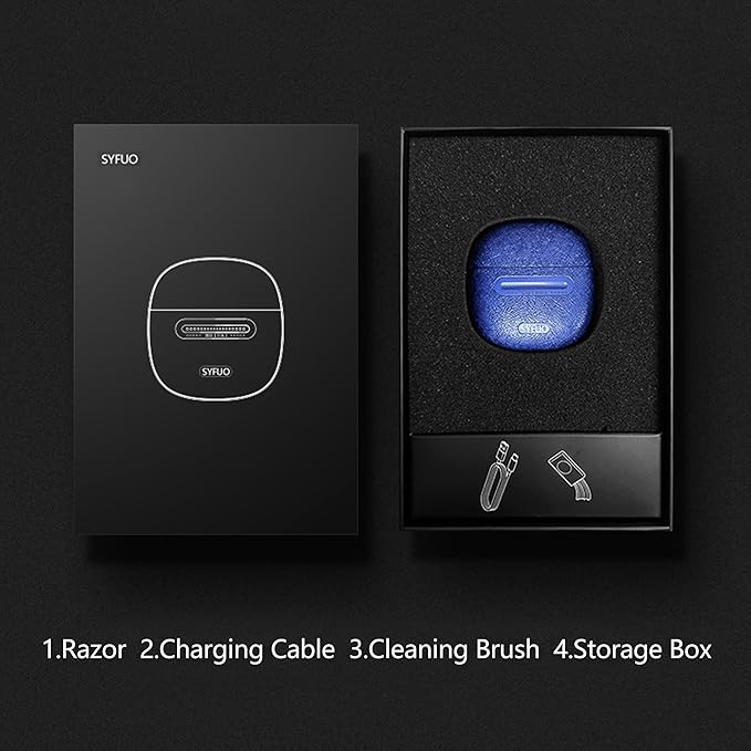 Mini Electric Shavers for Men Portable Electric Razor with IPX7 Waterproof Wet and Dry Shaving USB-C Rechargeable Beard Shaver for Travel Home Blue