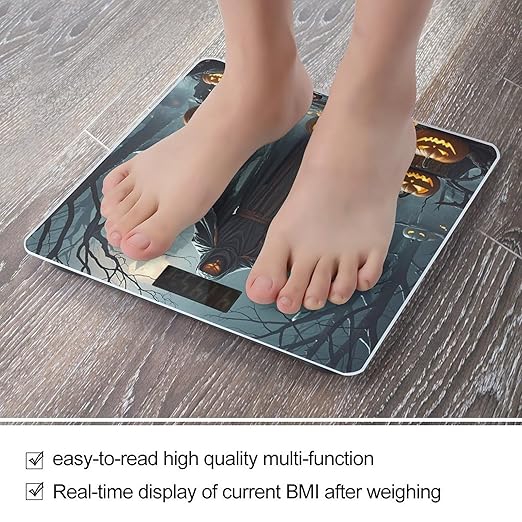 Grim Reaper Bathroom Scale for Body Weight with High Precision Large LCD Backlight Display Digital Weighing Scale with BMI Capacity Up to 180kg