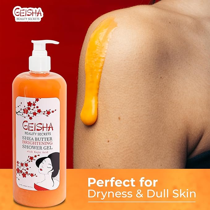 OMIC Geisha Kojic Acid Skin Brightening Body Wash - 33 Fl oz / 1000 ml - Even Out Tone Radiance Face and Body Shower Gel with Coconut Oil and Shea Butter
