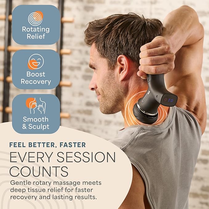 LifePro Lymphatic Drainage Massager – Handheld Cellulite Massager for Legs Thighs Neck &amp More – Spinergy Body Sculpting Massage Gun with Vibration for Muscle Recovery &amp Relaxation – Quiet &a
