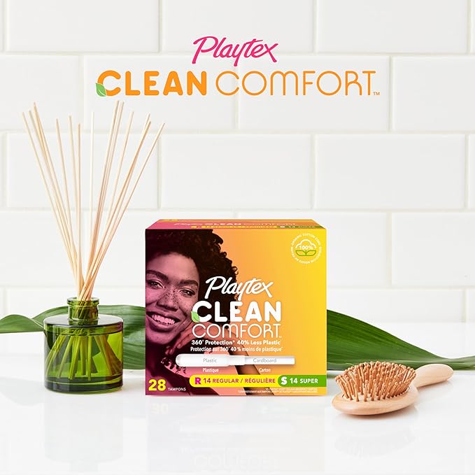 Playtex Clean Comfort Organic Cotton Tampons Super Absorbency Fragrance-Free Organic Cotton - 30ct