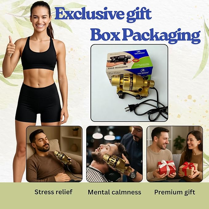 Full Body Corded Massager for Barbers Electric Powerful Double Speed Muscle Relaxer with Floating Head Action for Pain Relief &amp Circulation (Gold)