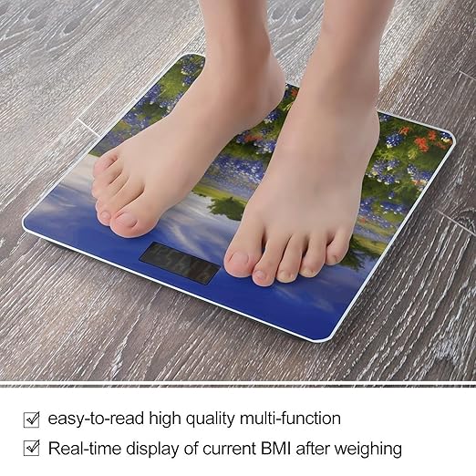 Texas Bluebonnets Scenery Weight Scale Large Bathroom Scales Digital Weight with Bright LED Display Non Slip Automatic Weighing Scale Fashion Weighing Machine for Body