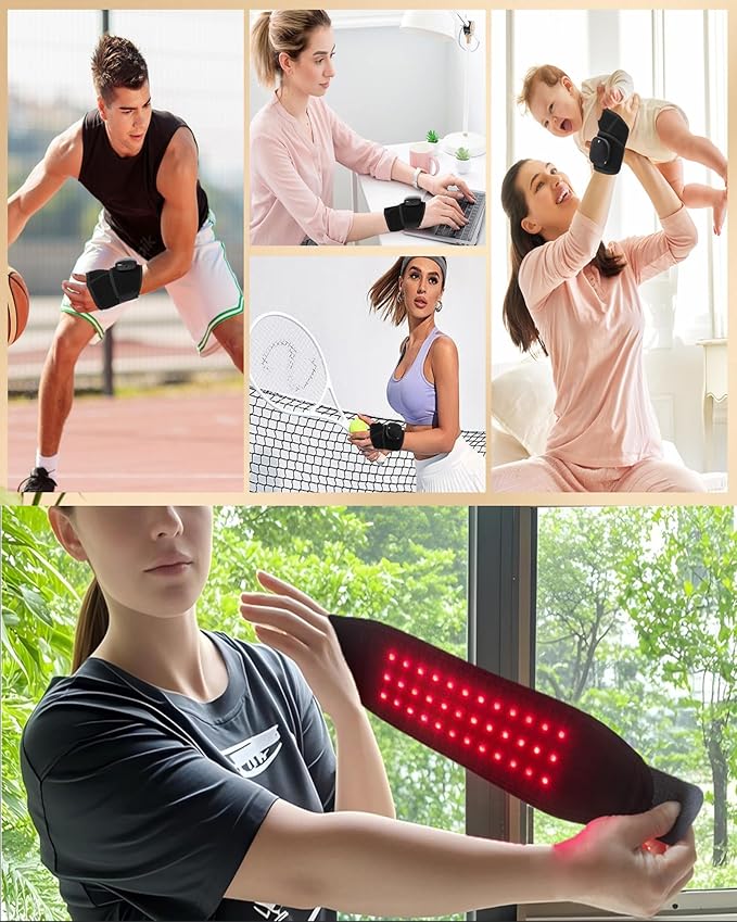 Red Light Therapy Belt with Heat &amp Vibration Massage Extended 60cm Band for Neck Back Thigh &amp Wrist Versatile Therawrap for Muscle Recovery &amp Full Body Relief FDA Cleared