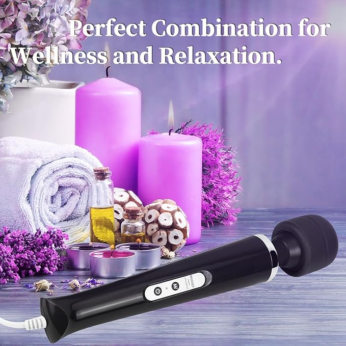 Wired Wand Massager for Women 10-Speed Electric Handheld Deep Tissue Massager Powerful Plug-in Full Body Muscle Recovery Tool for Neck Back Shoulder &amp Foot Relief (Black)