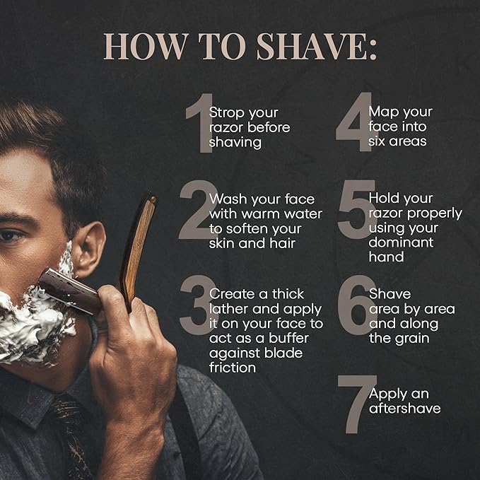 Naked Armor Damascus Straight Razor Kit - Straight Razor Shaving Kit for Men with Carbon Steel 7/8 Blade Leather Strop Organic Shave Soap Synthetic Shaving Brush Strop Paste Leather Case Gift