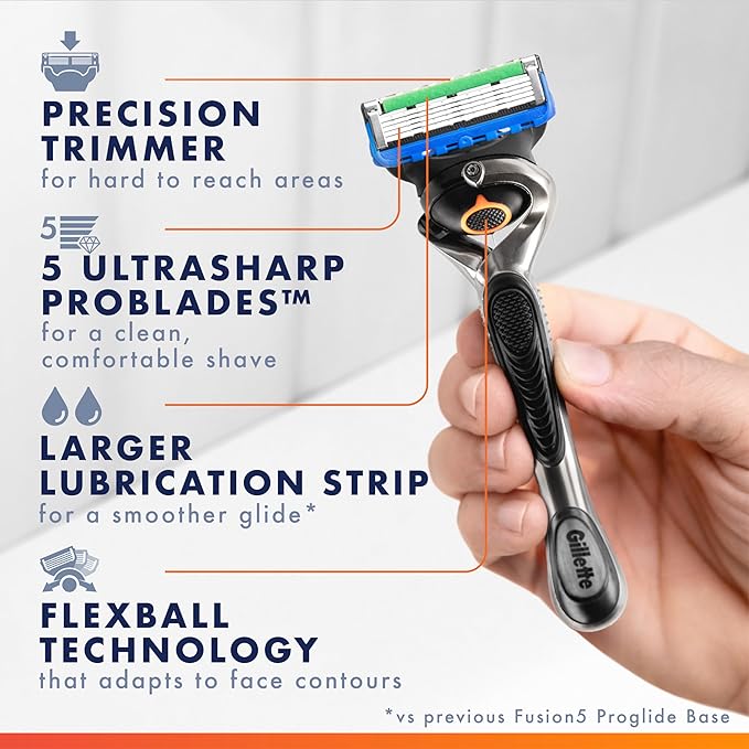 Gillette Fusion5 ProGlide Shaving Razor for Men 1 Handle 8 Blade Refills