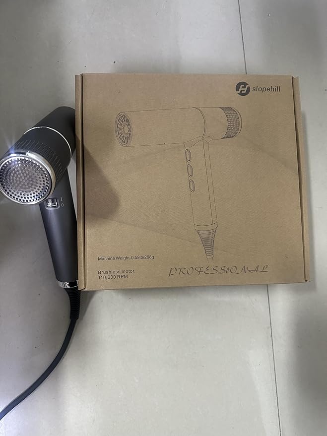 slopehill Hair Dryer with Unique Brushless Motor | Intelligent Fault Diagnosis | Innovative Microfilter | Oxy Active Technology | Led Display (Sliver)