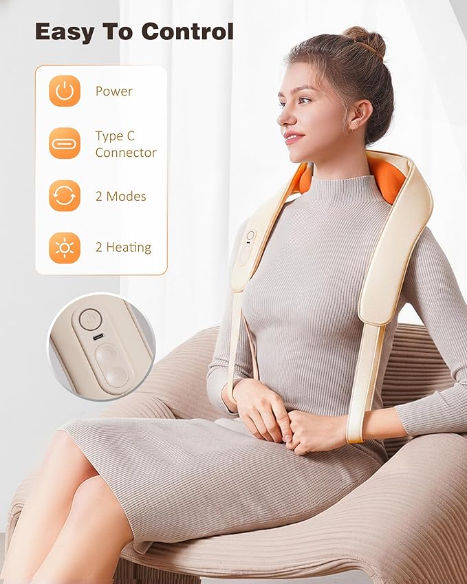 KNQZE Neck and Shoulder Massager with Heat Deep Kneading Foot Massager for Plantar Fasciitis &amp Neuropathy
