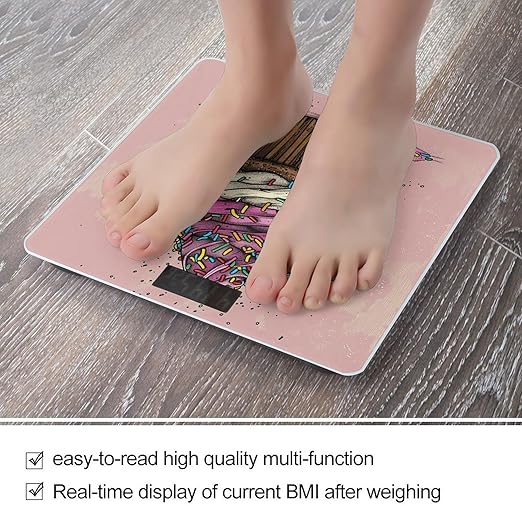 Digital Bathroom Scale for Body Weight Scale with Bright LCD Display High Accuracy Step-On Technology Auto On/Off Magenta Cupcakes Digital Scales 400 Lbs /180kg