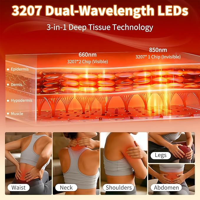 Full Body Red Light Therapy Mat with 3207 LEDs 3-in-1 660nm &amp 850nm TPU Infrared Light Blanket 74.8 x 36 Foldable Therapy Pad with Timer Controller Pulse Modes for Home Use 260W