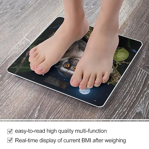 Peruvian Night Monkey Scale for Body Weight Sturdy Tempered Glass Weighing Scales with LCD Display Accurate Digital Bathroom Scale Convenient Body Fat Smart Scales Easy Read