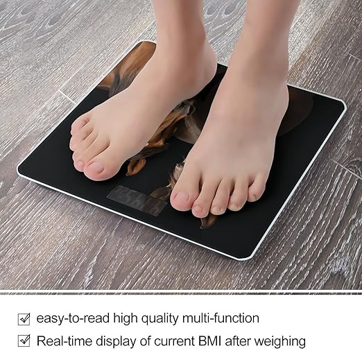 Two Horses Standing on Black Backgro Bathroom Scale Ultra-Bright Liquid Crystal Screen Weight Scale Accurate Bathroom Body Scales for Body Weight Bathroom Pet Home Bedroom Gift-Giving