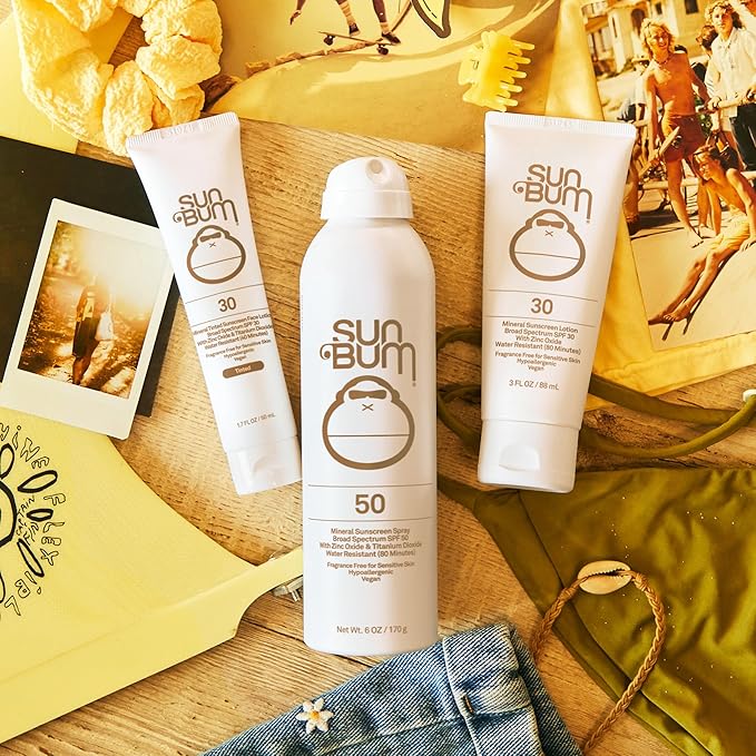 Sun Bum Mineral SPF 50 Sunscreen Body Spray - Water-Resistant Broad Spectrum Moisturizing Sunscreen with Vitamin E - Hawaii 104 Act Compliant (Made without Octinoxate &amp Oxybenzone) - 6 oz