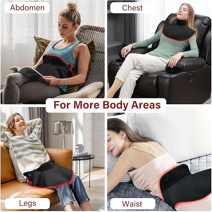 Cordless Red Light Therapy for Shoulder &amp Neck Upper Back 650nm Red Light Therapy Wrap Heating Wrap for Body Muscle Relax with 850nm Near-Infrared Light Auto Timer Rechargeable