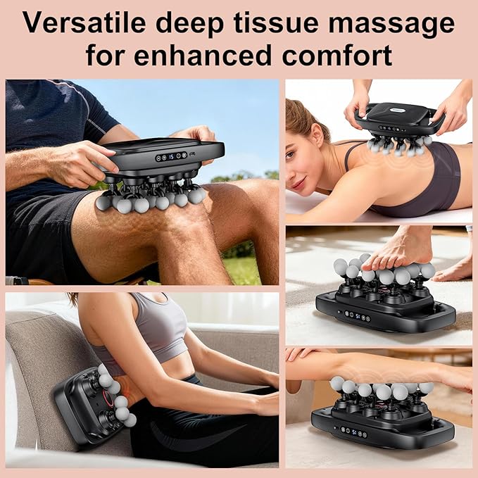 Deep Tissue Massager Gun for Back Shoulder and Neck Pain Relief Powerful Shoulders Back Massager Legs Foot Massager &amp Full Body Muscle Recovery with 20 Massage Heads 3 Modes &amp 30 Speed