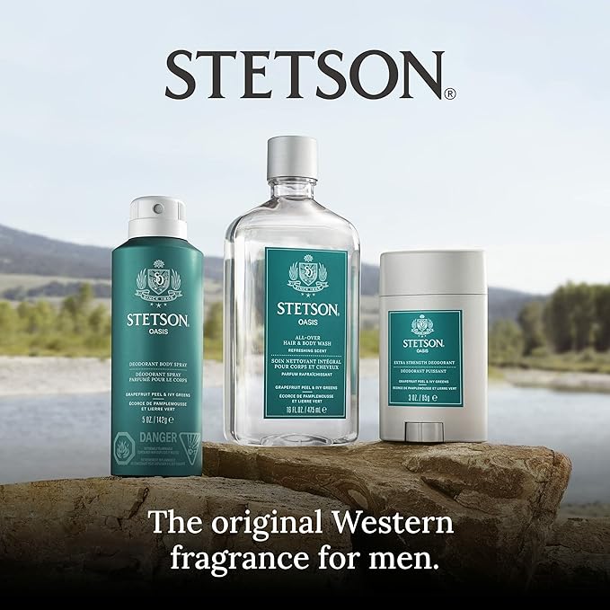 SCENT BEAUTY STETSON Personal Care All Over Hair &amp Body Wash Moisturizing Body Wash &amp Shampoo - 16 oz - 3 Pack - Oasis