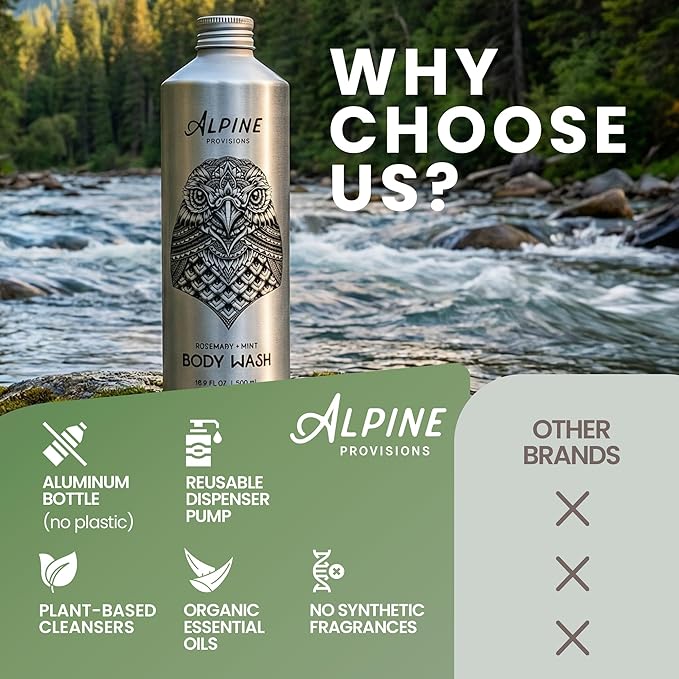 Alpine Provisions Natural &amp Organic Body Wash with Lavender &amp Juniper – Moisturizing Shower Gel with Aloe Vera Coconut Oil &amp Essential Oils – Vegan Sulfate-Free Plastic-Free – 16.9 fl o