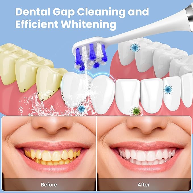Electric Toothbrush with Water Flosser 2 in 1 Cordless Toothbrush and Water Flosser ComboWater Flosser for Travel and Home (White)
