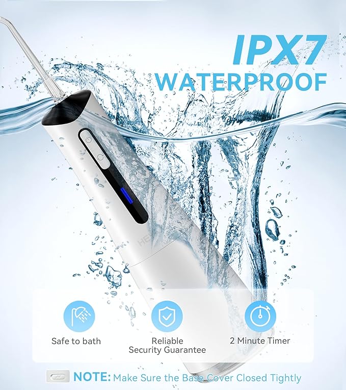 Water Dental Flosser Pick for Teeth Portable Cordless Oral Irrigator with 4 Pressure Modes 300ML Water Tank IPX7 Waterproof 6 Jet Tips Storage Bag for Gums Braces