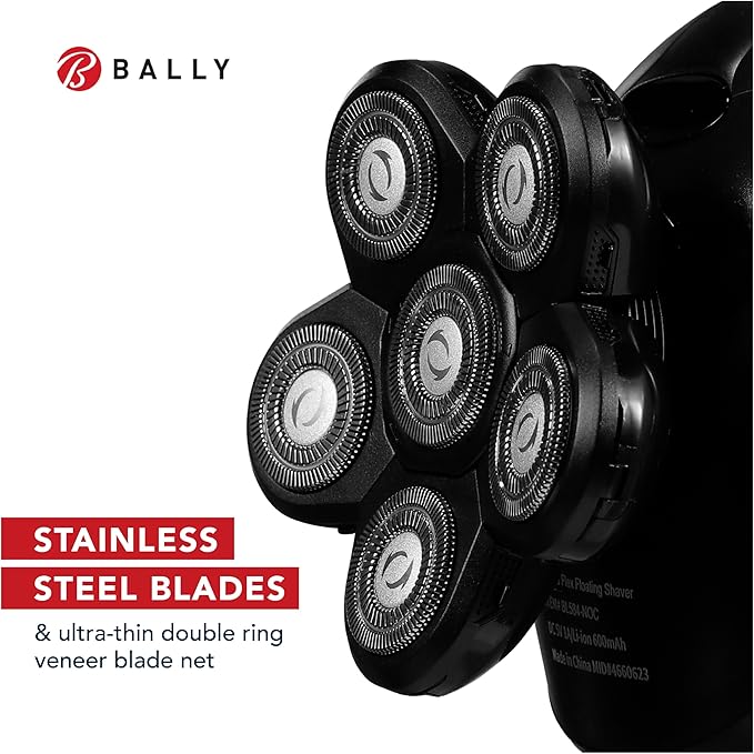 Bally 6 Head Floating Shaver Total Grooming with 6-in-1 Multi-Functional Electric Floating Shaver 6 Heads LED Display Lithium Rechargeable 50 Min Usage