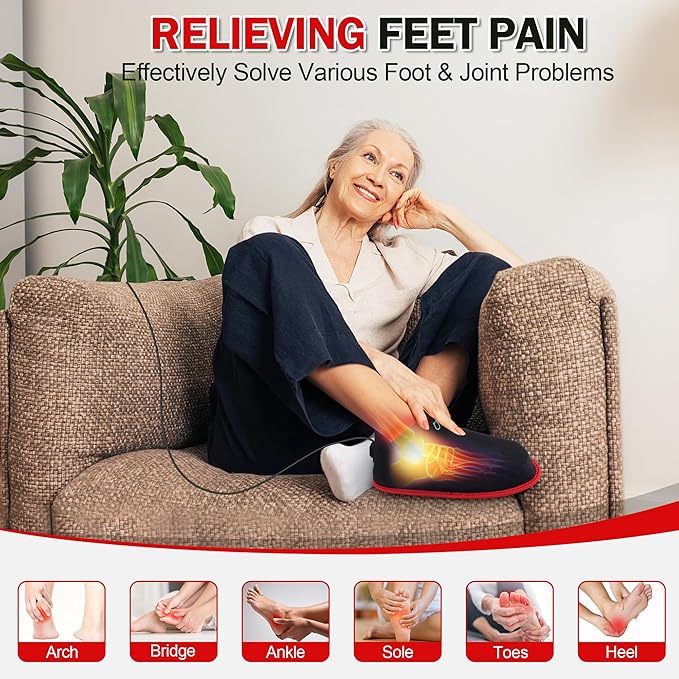 UTK Red Light Therapy for Feet 660nm &amp 850nm Infrared Red Light Therapy Shoe Full Wrapped for Foot Heel and Ankle with Pulse Mode (1 Pack)