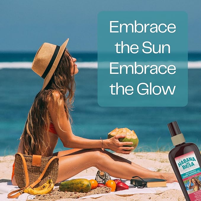 Habana Brisa Reef Friendly Tanning Oil Twin Pack (2 x 8oz) – Reef Safe Non-Greasy Sun Tanning Oil with Moisturizing Tropical Oils – Small Batch Sun Care Made in USA (Twin Pack (2x 8oz))