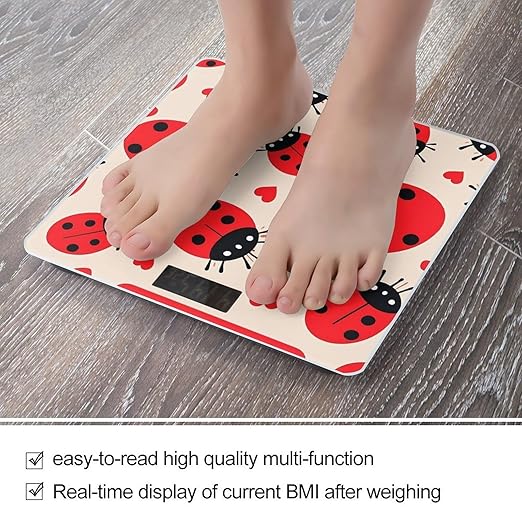 Ladybug Scale for Body Weight Accurate Digital Bathroom Scale Toughened Glass High Precision Scales Smart Weight Scales with Large LCD Backlight Display Weighing Machine