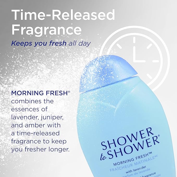 Shower to Shower Morning Fresh Body Powder with Lavender for Men &amp Women Talc Free Sweat Absorbing Prevents Chafing &amp Odor Deodorizing - 8 Ounce