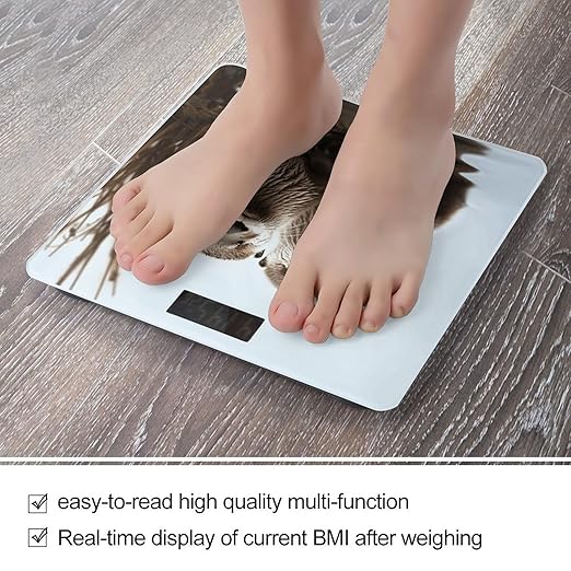 Digital Bathroom Scale for Body Weight Scale with Bright LCD Display High Accuracy Step-On Technology Auto On/Off Cute Otter Digital Scales 400 Lbs /180kg