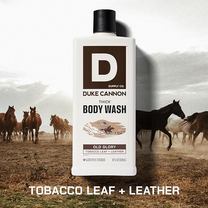 Duke Cannon Supply Co. Thick High-Viscosity Body Wash for Men Smells Like Old Glory - Plant-Based Thickeners Superior Lather Natural Exfoliate 17.5 oz. (3 Pack)
