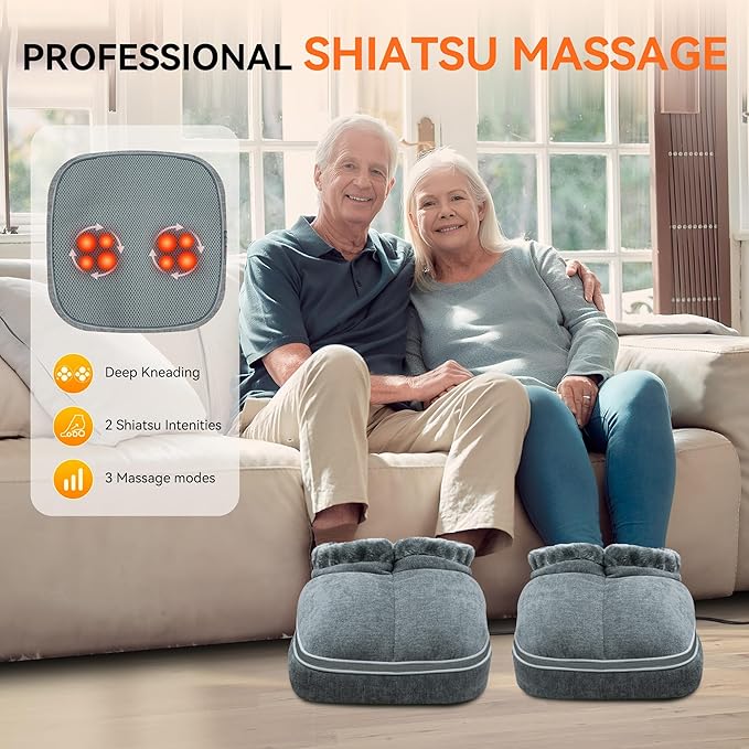 Snailax Shiatsu Foot Massager with Heat Electrick Foot Massager Machine for Neuropathy Plantar Fasciitis Feet Warmers for WomenMen Foot Heater Under Desk Size 13