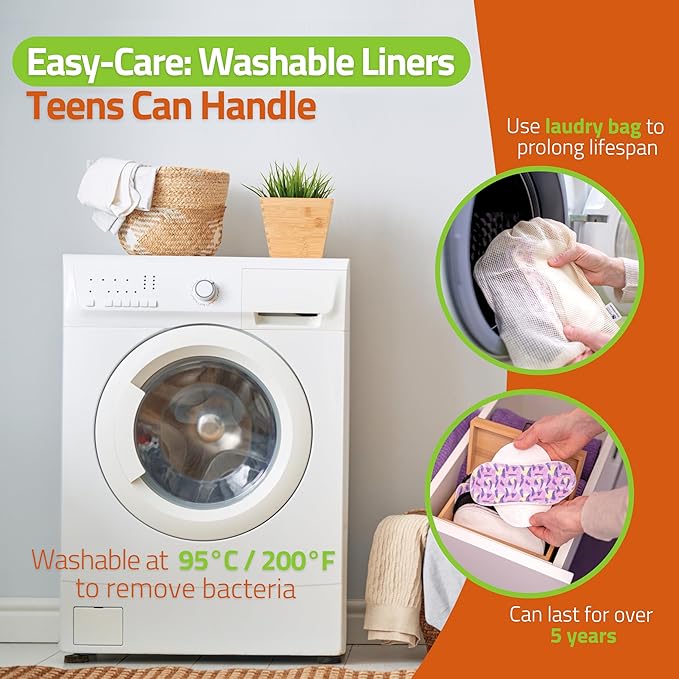 Non-Slip Organic Cotton Reusable Panty Liners for Teen Girls (Small 7-Pack) - 100% Breathable &amp High-Temp Washable Cloth Panty Liners for Vaginal Discharge - Gentle on Skin Stay Fresh &amp Dry