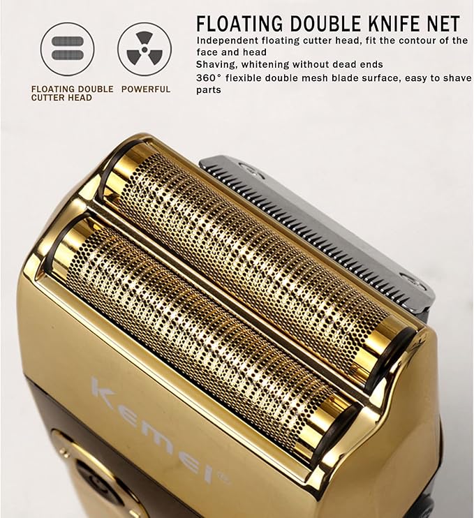 KEMEI Electric Razors for Men LCD Display Cordless Men's Razors USB Rechargeable with Pop-up Beard Trimmer Best Worldwide Travel Gift Model KM 2028 Gold