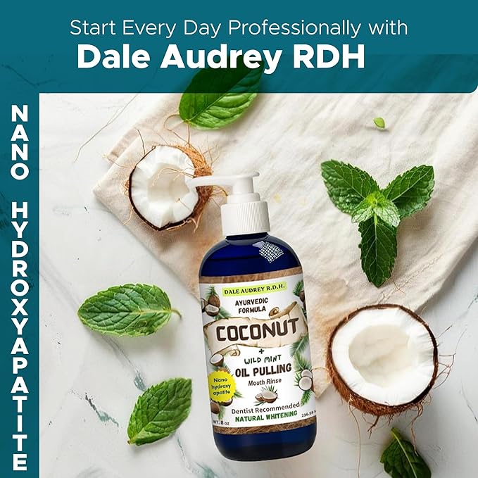 Dale Audrey Nano Hydroxyapatite Mouthwash Oil Pulling for Teeth and Gums | Coconut Flavored Organic Mouthwash for Bad Breath | Essential Oils for Teeth Whitening &amp Fresh Breath Natural Mouthwash 8