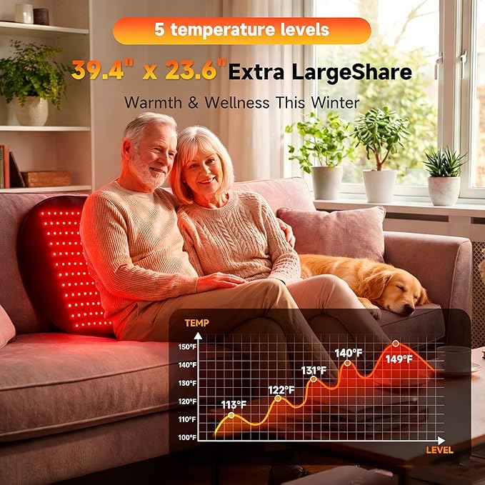 Red Light Therapy for Body660&amp850nm Light Therapy for Back Waist Shoulder Knee（60） (z-39.4'' x 23.6'')
