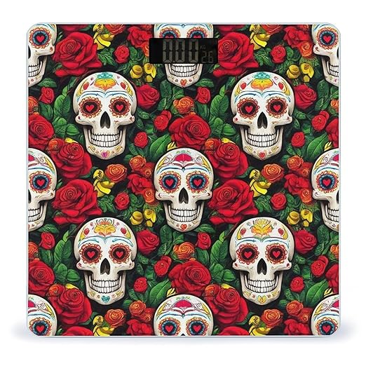 Automatic Switch Digital Bathroom Weighing Scale Smart Scale for Body Weight Mexican Day Dead Rose Sugar Skulls