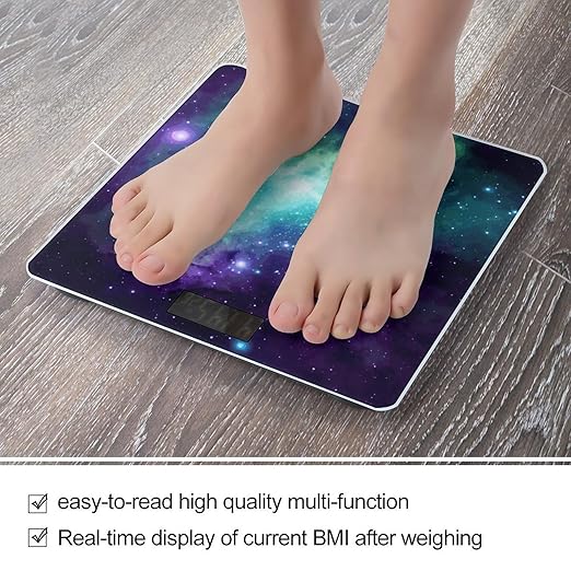 Green Blue Purple Galaxy Scale for Body Weight High Precision Digital Weight Scales with LCD Display Anti-Slip Sturdy Slim Tempered Glass Bathroom Scale for Home Use