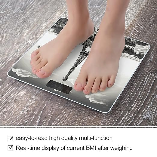 Paris Tower Scale for Body Weight Anti-Slip Digital Bathroom Scale Sturdy Toughened Glass Weighing Scales High Precision Safe Rounded Corners Smart Scales