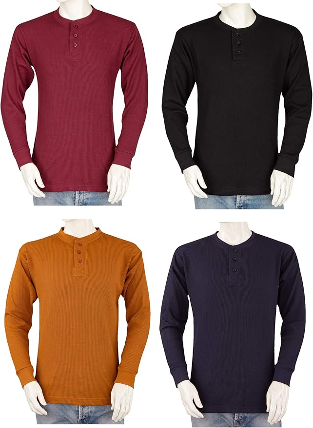 Men's Henley Thermal Shirts - Big and Tall - Heavy Weight THLS