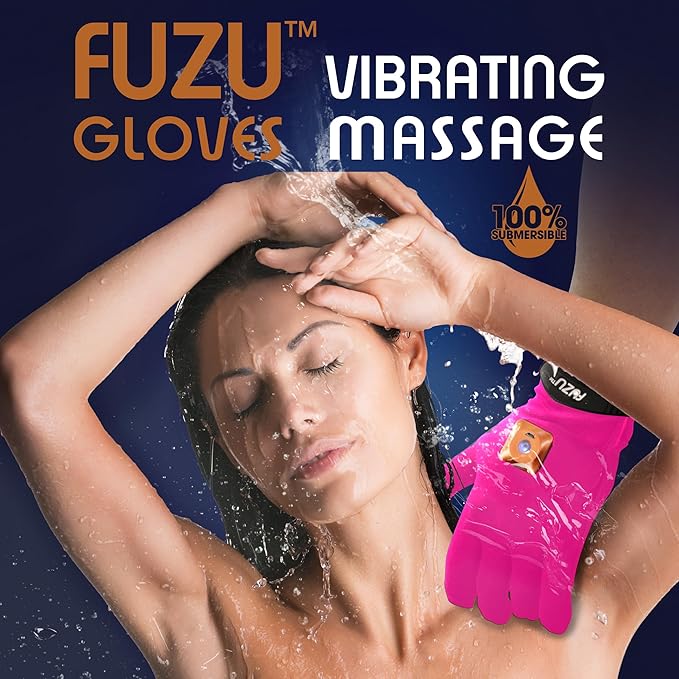 Fuzu Vibrating Massage Gloves Used for Couples Massages Massaging Sore Muscles Back Neck Shoulders Legs 20 Speeds &amp Patterns Rechargeable &amp Waterproof | Pair Eco-Friendly Packaging Pin