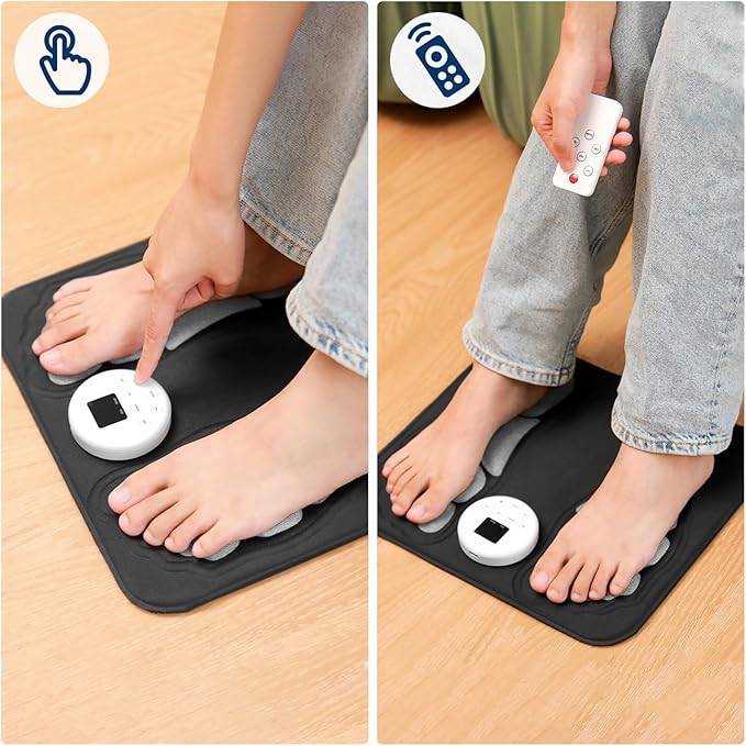 Portable Foot Massager Rechargeable Circulation Stimulator with 4 Modes &amp 10-Second Rapid Heating Lightweight Design for Home Travel Office Use