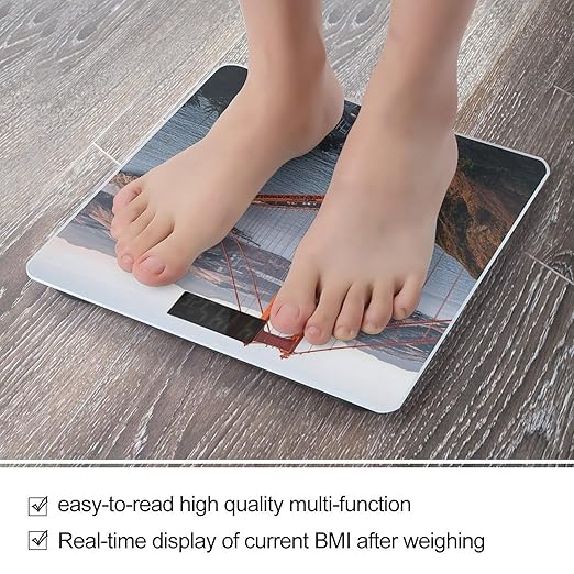 Digital Bathroom Scale for Body Weight Scale with Bright LCD Display High Accuracy Step-On Technology Auto On/Off San Francisco Golden Gate Bridge Digital Scales 400 Lbs /180kg