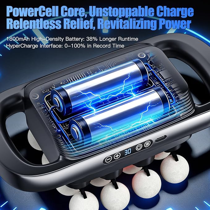 16 Head Massage Gun deep Tissue Percussion Muscle Massager with 16 Heads 3 Modes &amp 30 IntensitiesQuiet Handheld Massager for Back Neck Shoulder Legs Muscle Pain Relief