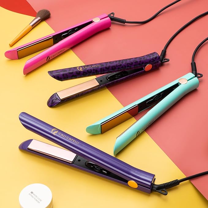 Flat Iron for Hair Styling – 1 Inch Infrared Hair Straightener with Rose Gold Titanium Floating Plates – Ionic Technology Smooths and Straightens Hair Without Pulling Heat Damage or Frizz (Purple)